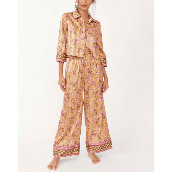 Free People Other - NWT Free People Pajama Party Sleep Set / Gold Combo